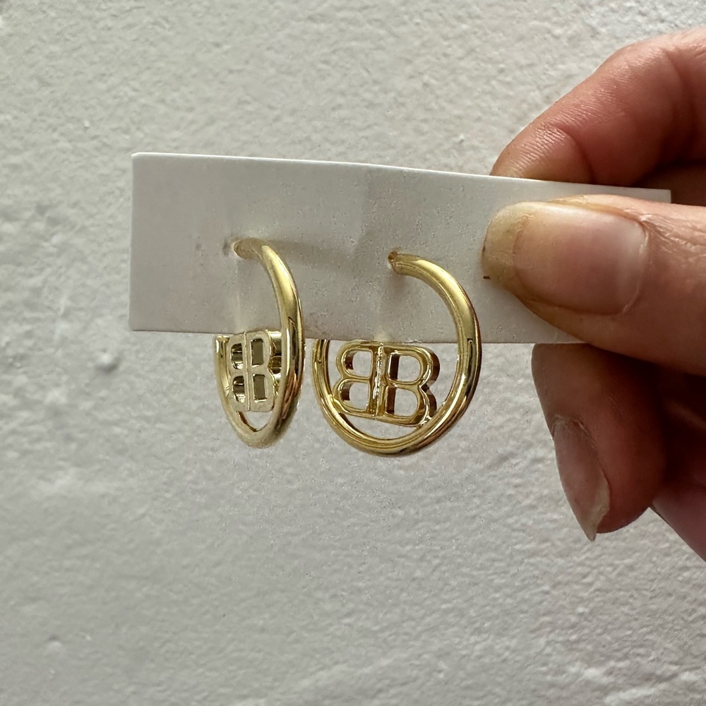Balenciaga Gold Hoop Earrings (Upcycled)